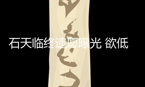 曝光遗愿 欲搞追处理低调临终石天身后事拒思会