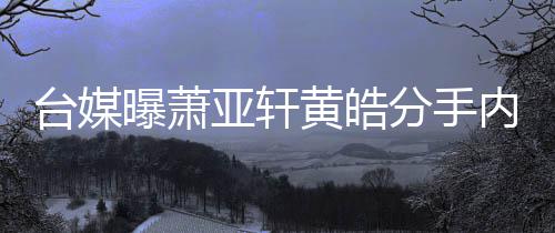 曝萧亚轩内幕选择黄皓后状分手分手台媒态差伤